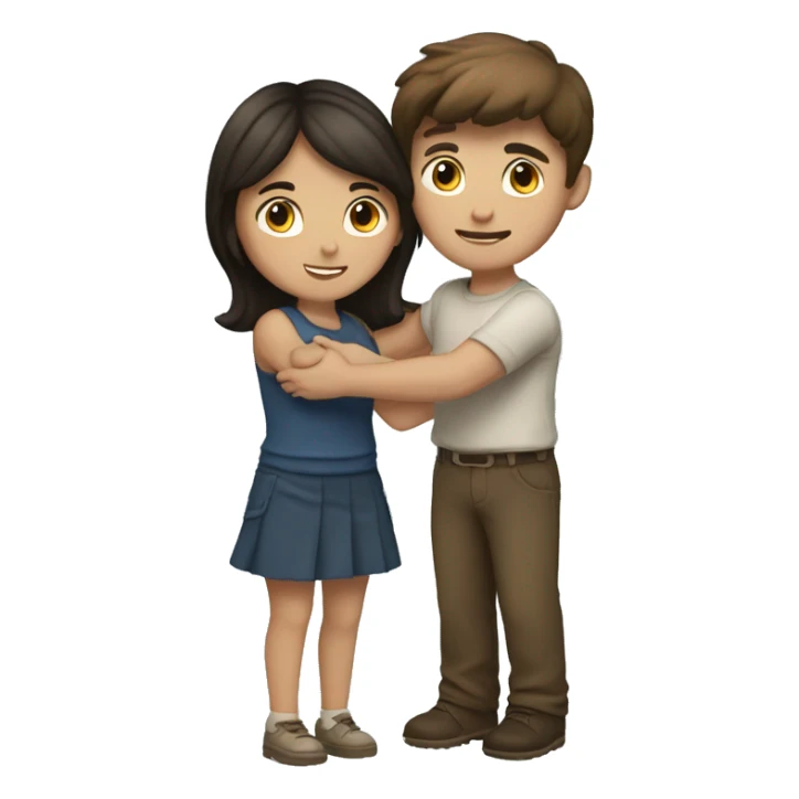 brunette boy and brunette girl hugging sticker