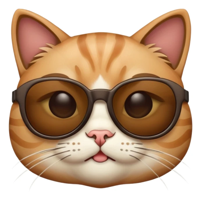 A cat with eyebrows and sunglass sticker