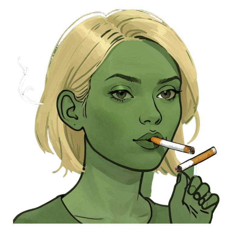 Blond girl with stop smoking  sticker