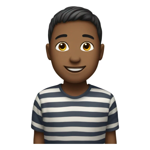 smiling boy in striped shirt sticker