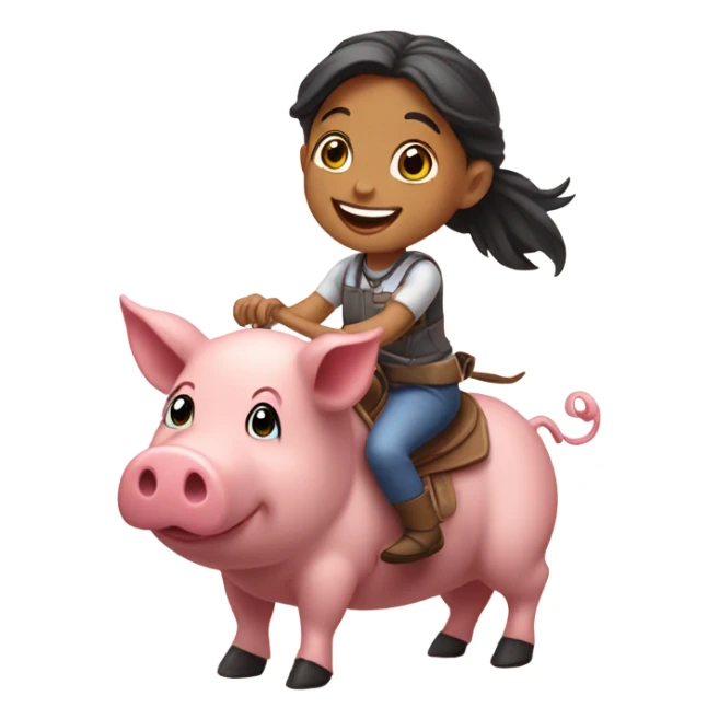 Little girl riding pig sticker
