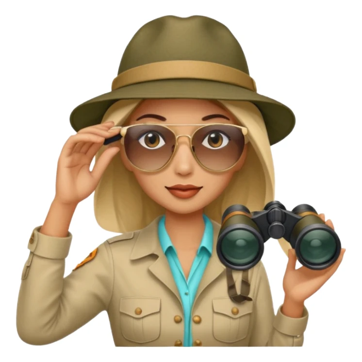 Woman + binoculars,Jungle Explorers. sticker