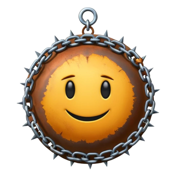iPhone text message emoji size ball, and chain with spikes sticker