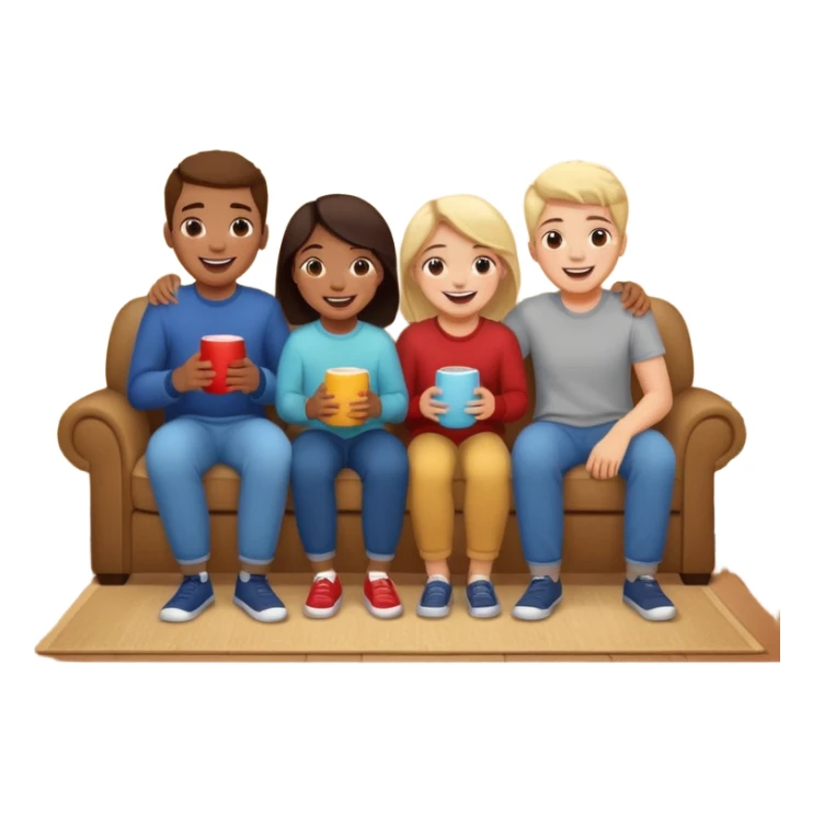siblings sharing in a living room sticker