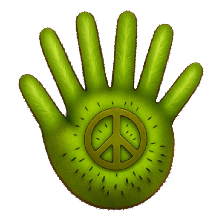 Peace sign hand emoji but its kiwi skin sticker