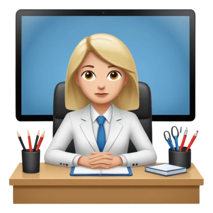 une image de 3/4 avec un recruteur à son bureau PAS DE FACE DE 3/4! qui regarde un candidat assis en face de lui. le recruteur est à droite sticker