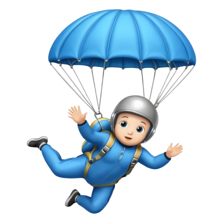 Skydiving baby with parachute and UFO blue sticker