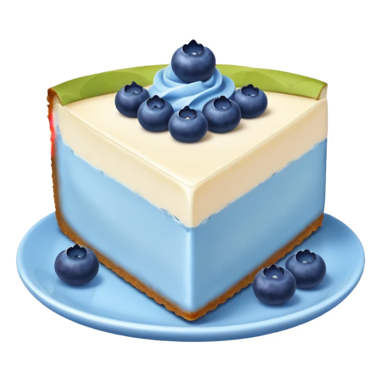 one slice of cheesecake with blue cream on top and blueberries without a plate sticker