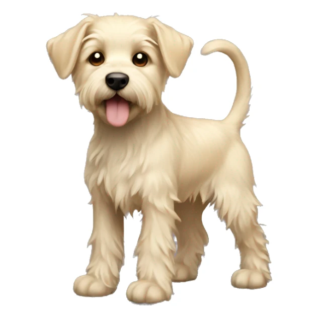 Light blonde terrier puppy with shaggy fur full body sticker