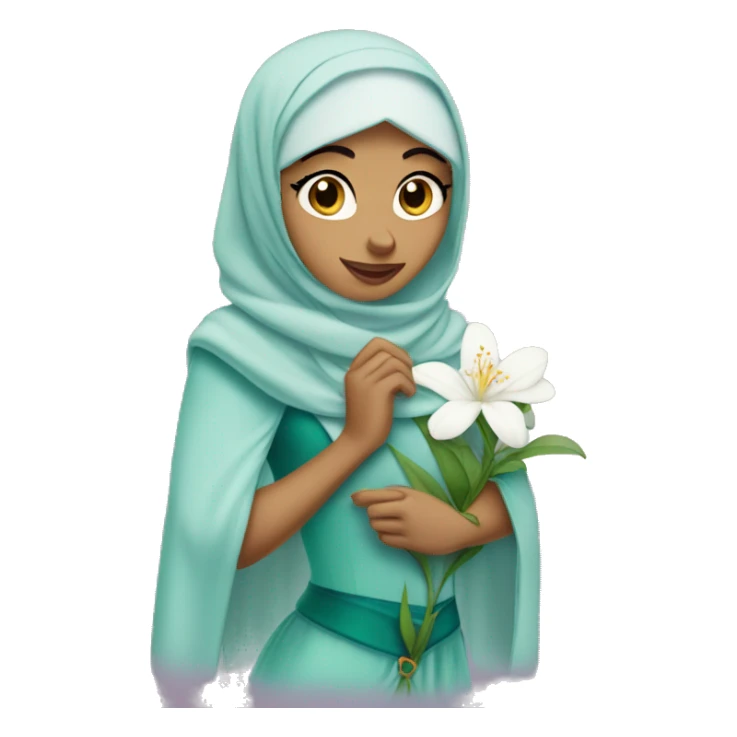 Jasmine disney princess wearing hijab with jasmine flower  sticker