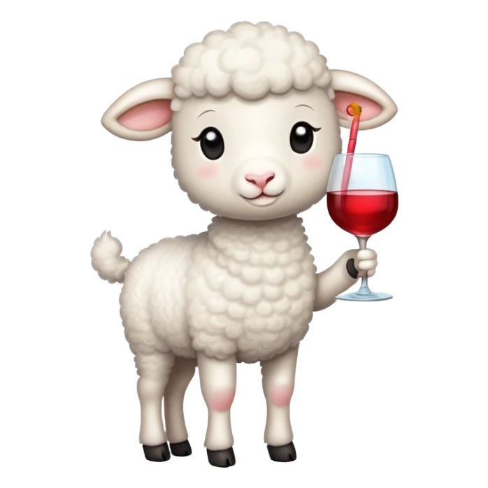 little lamb drinking wine and cocktail  sticker