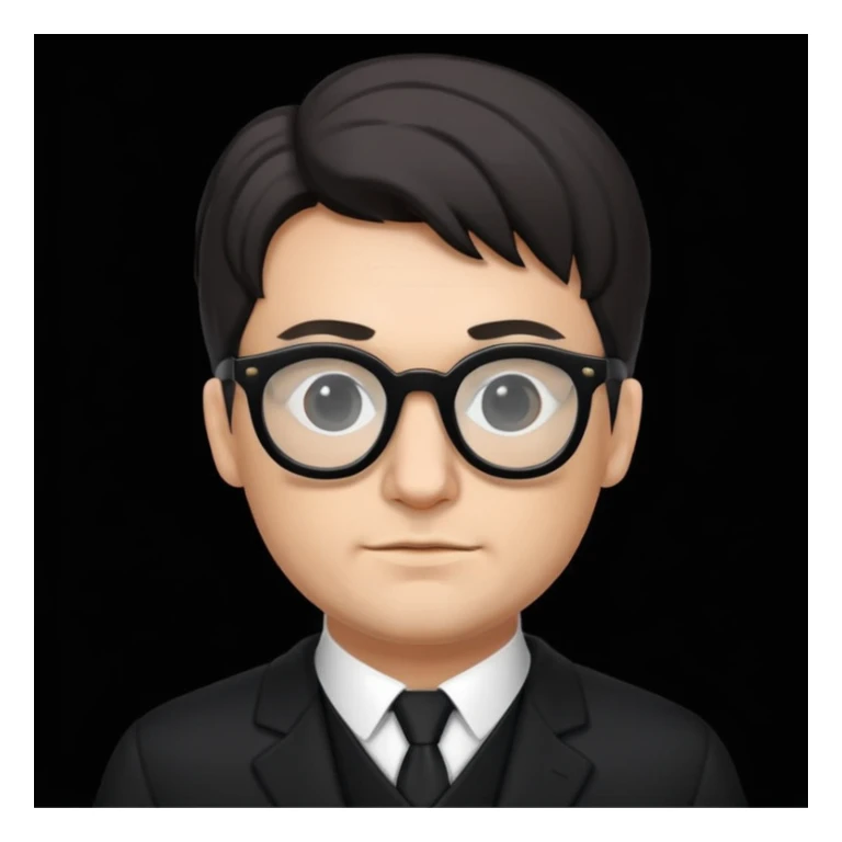 a medieval man wearing black glasses and a black suit sticker