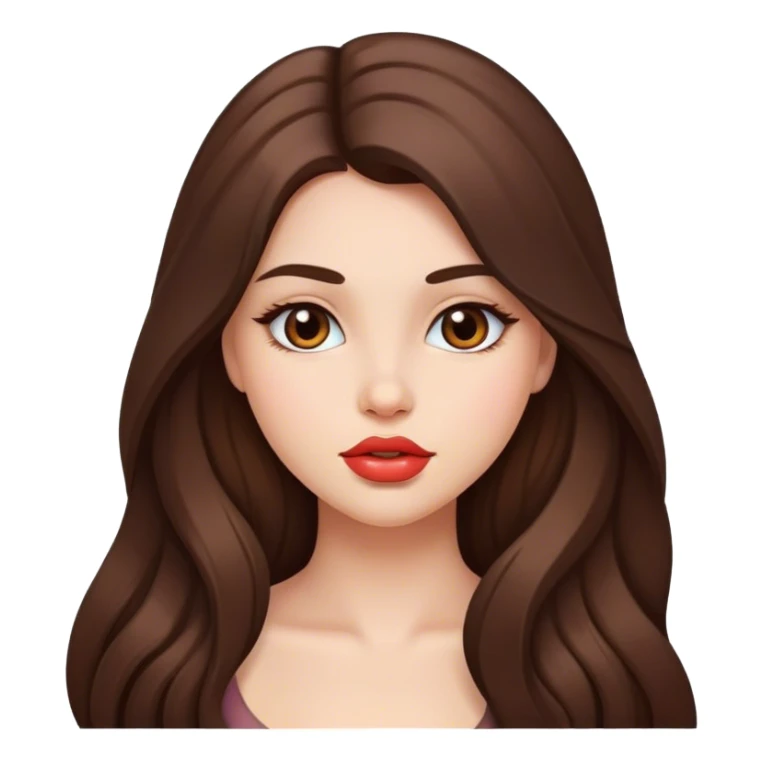 Beautiful girl with plump lips and long brunette hair sticker