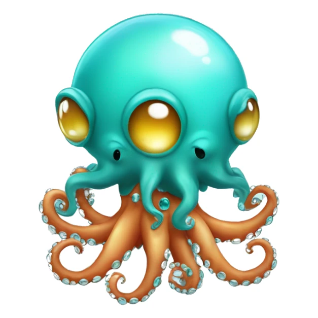 Turquoize cute octopus with crystal ball sticker