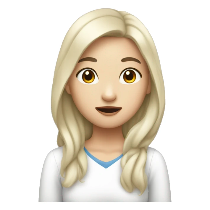 A white asian girl with aha moment sticker