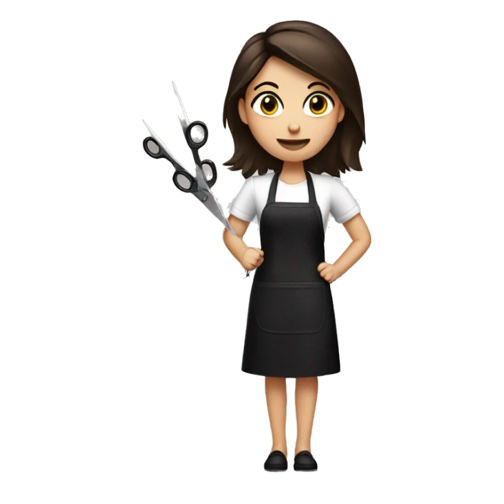 brunette girl with black apron And scissors in a hand sticker