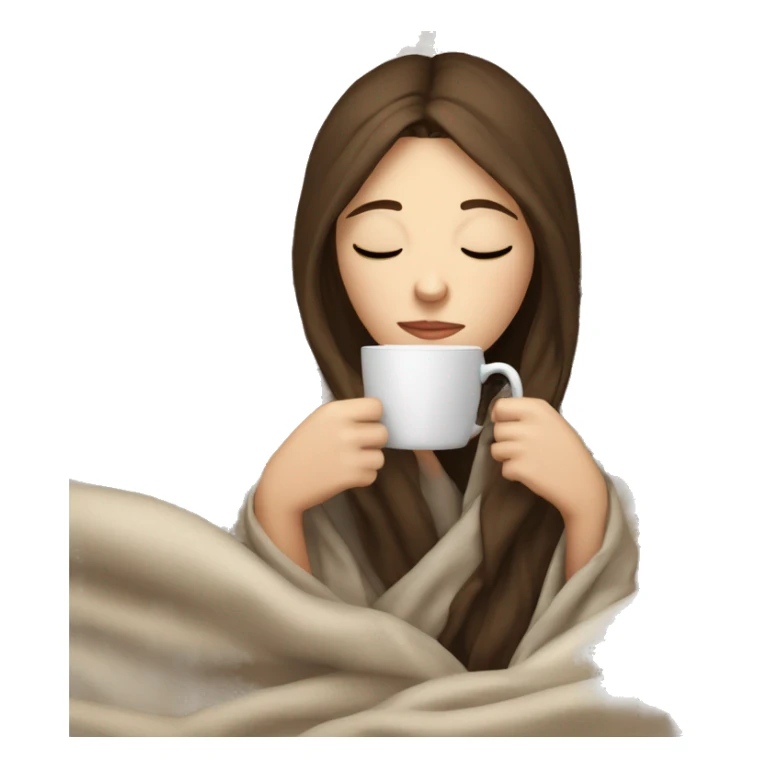 pale brunette girl inside a blanket sipping coffee eyes closed sticker