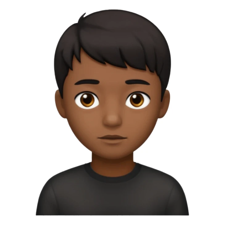 Dark brown boy, with short black side fringe hair, black eyes sticker