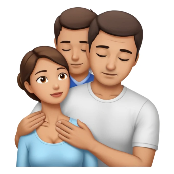 Loder man massaging the neck and shoulders of a 30 year old woman. sticker