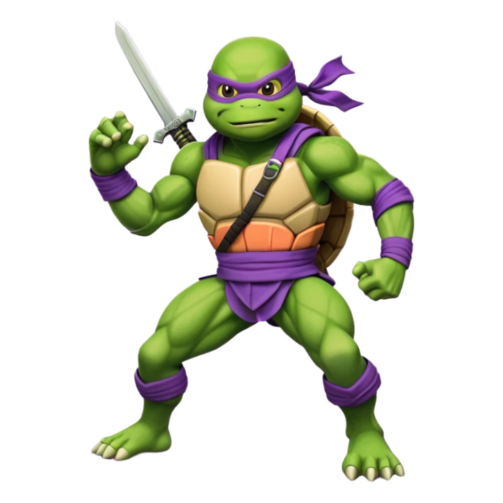 emote of a cartoon donatello ninja turtle in action pose with word RAID underneath sticker