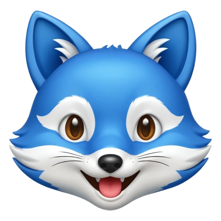 happy blue fox receiving a nose boop, smiling, emoji style sticker