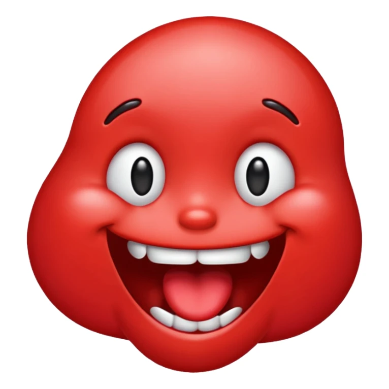Make the siley emoji to be red and drooling. Make it look realistic sticker