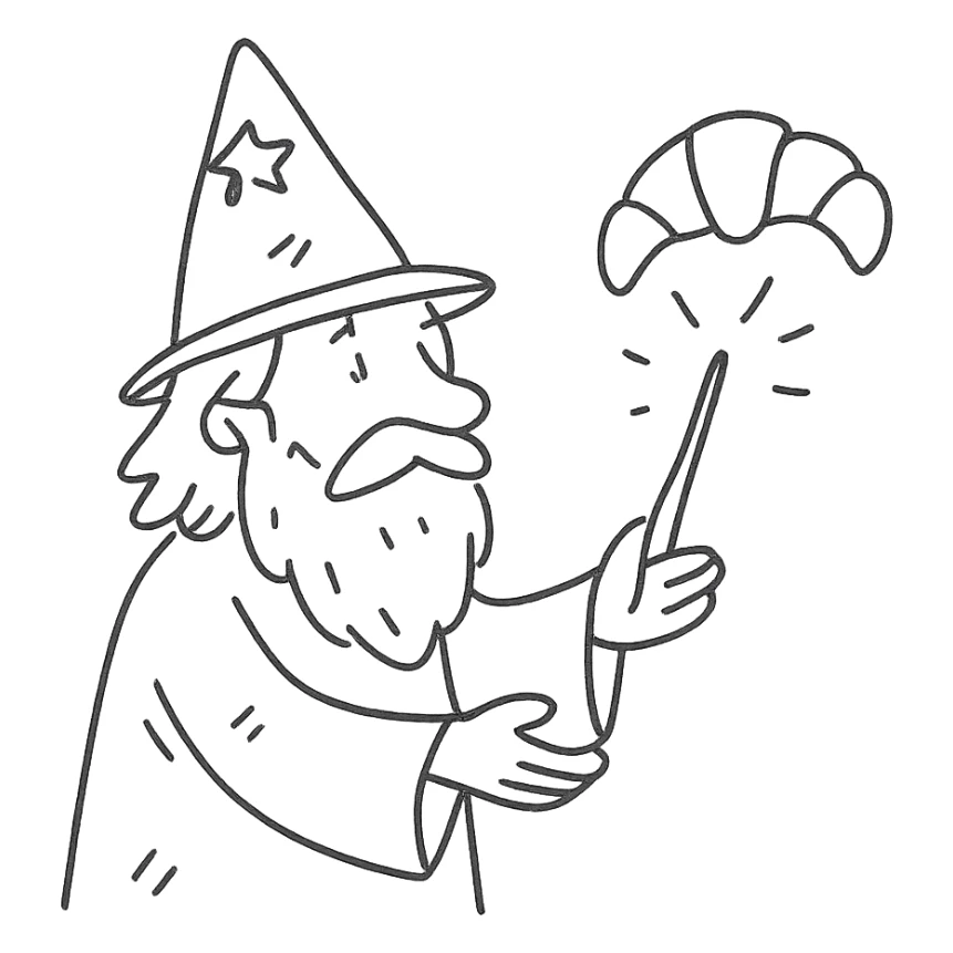 A wizard who conjures up a croissant sticker
