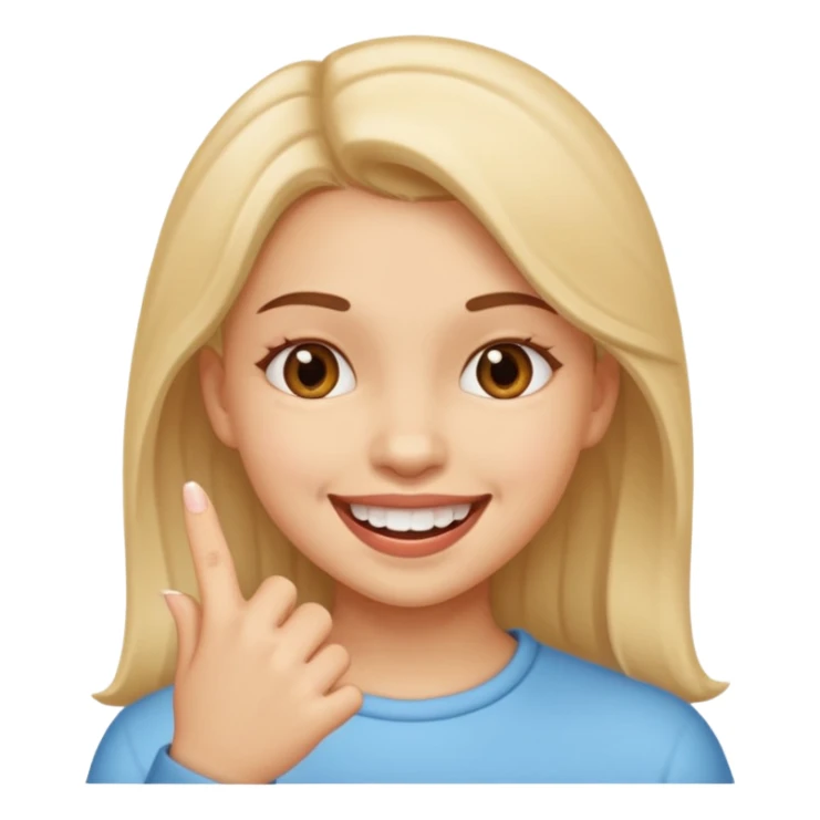 girl who bites the tip of her finger and smiles sticker