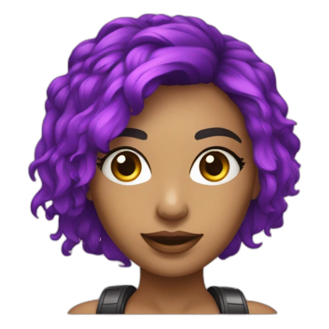 Dj mulher branca cabelo curto e franja rosa com laço roxo na cabeça sticker