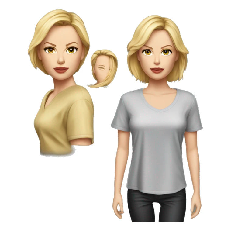 ultra realistic charlize theron wearing shirt sticker