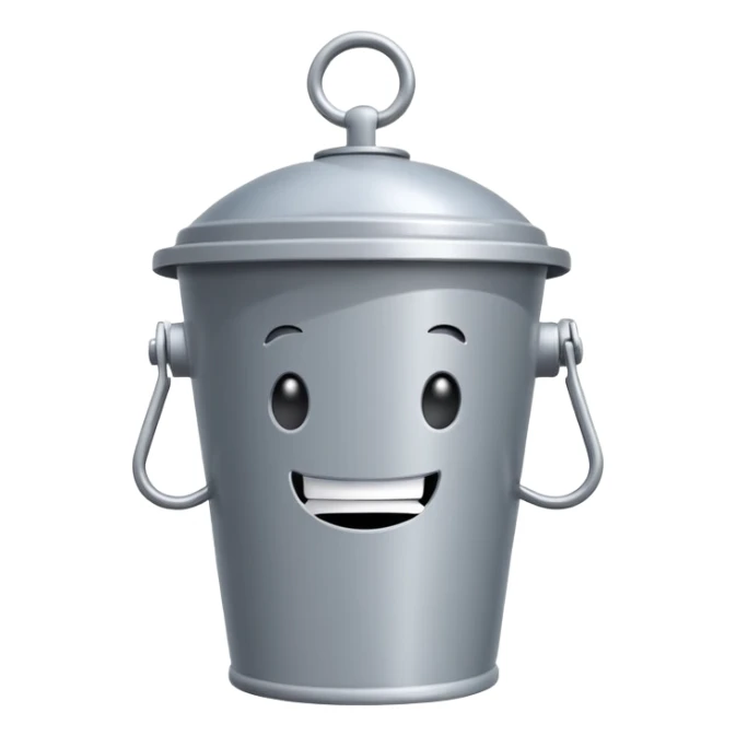 Chum Bucket restaurant from SpongeBob, gray bucket-shaped building with a sign sticker