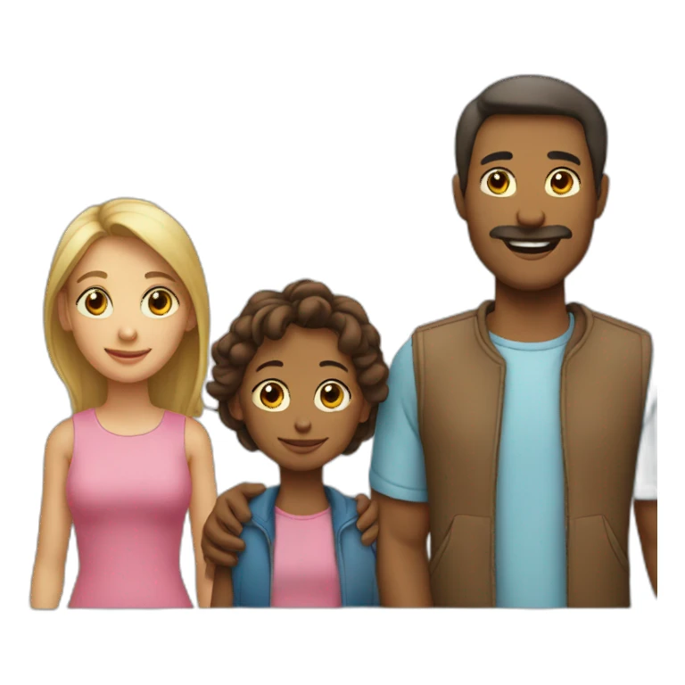 father, mother, teenager boy, small girl sticker