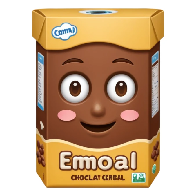 brown chocolate cereal box without eyes and mouth sticker