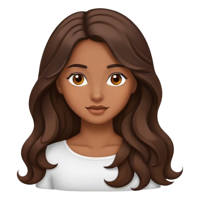 A brunette with brown skin and brown eyes. Long and wave hair. sticker
