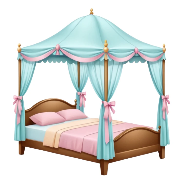charming bed with canopy ribbons delicate coquette details sticker