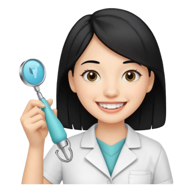 estudiante mujer de odontología con el cabello negro con un explorador  sticker