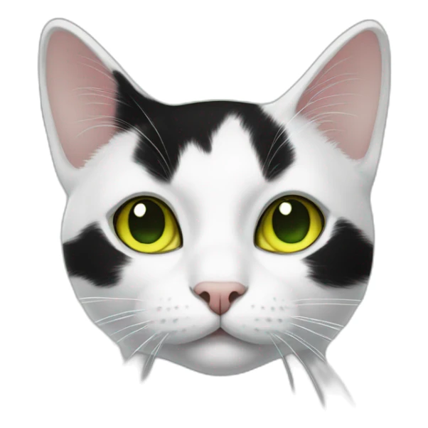 black-and-white cat with yellow-green eyes sticker