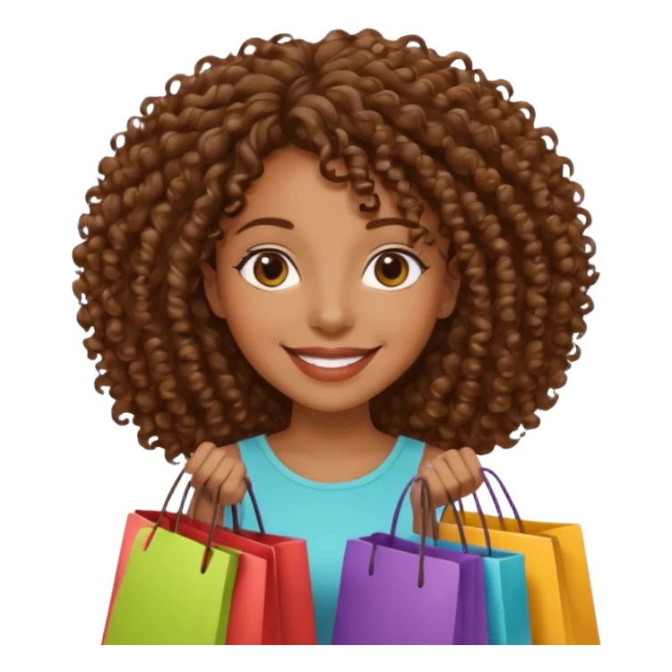 black woman with curly hair shopping sticker