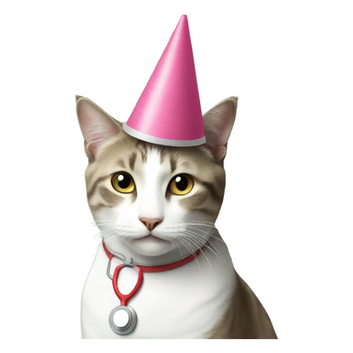 doctor cat party hat birthday sticker