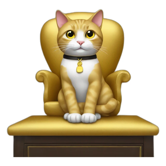 cat secretary sitting on top of the gold cloud sticker