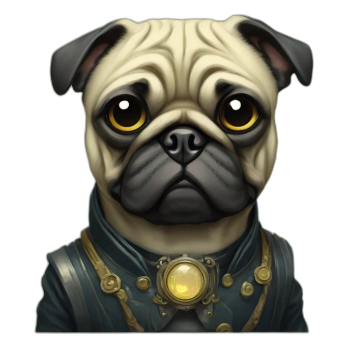 A cyberpunk pug in Art Nouveau style during 1910 sticker