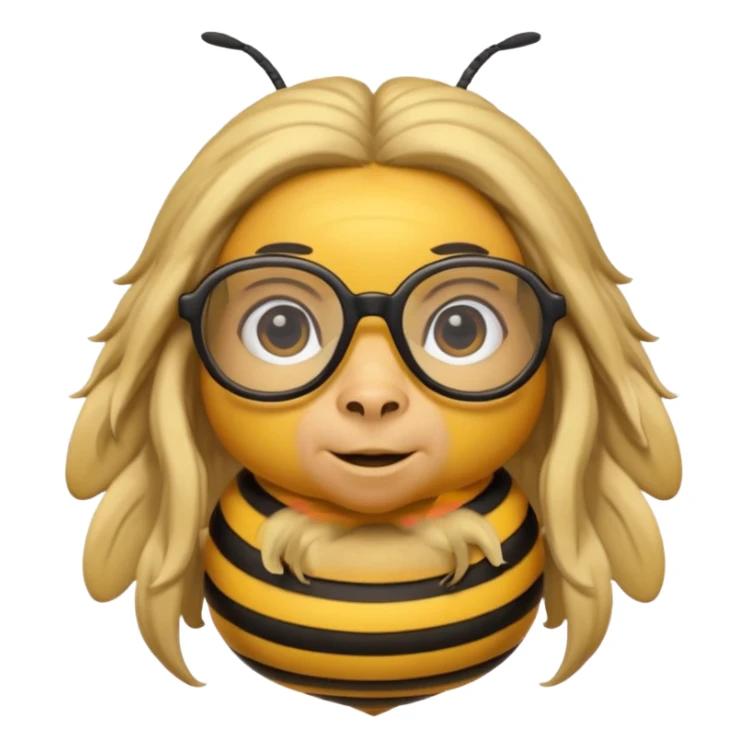 long hair bee with glasses sticker