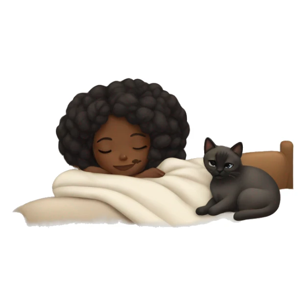 Dark-skinned girl sleep with siamese cat blanket  sticker