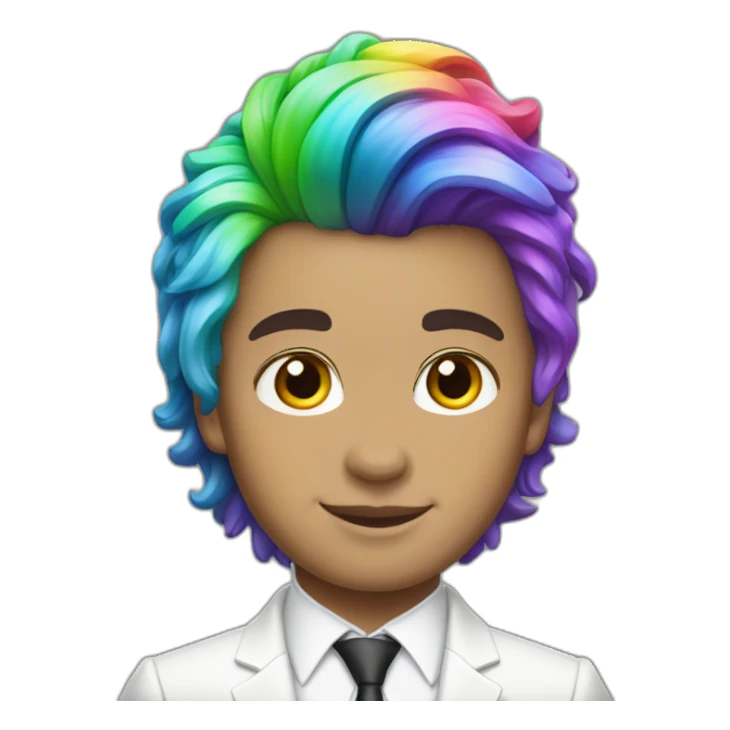 Posh-boy-with-white-suit-and-rainbow-unicorn-hair sticker