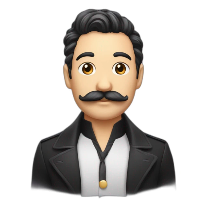 petite moustache cheveux noir plaquer d'un côté peau blanc sticker