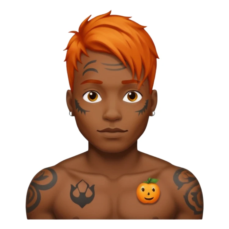 Tattooed black man with orange hair sticker