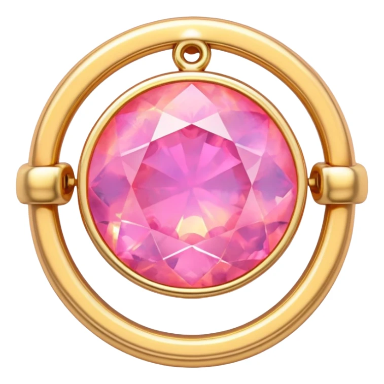 change the silver setting and jump ring to gold, keep the round cut pink fire opal and Y2K style, extreme close-up, emoji style sticker
