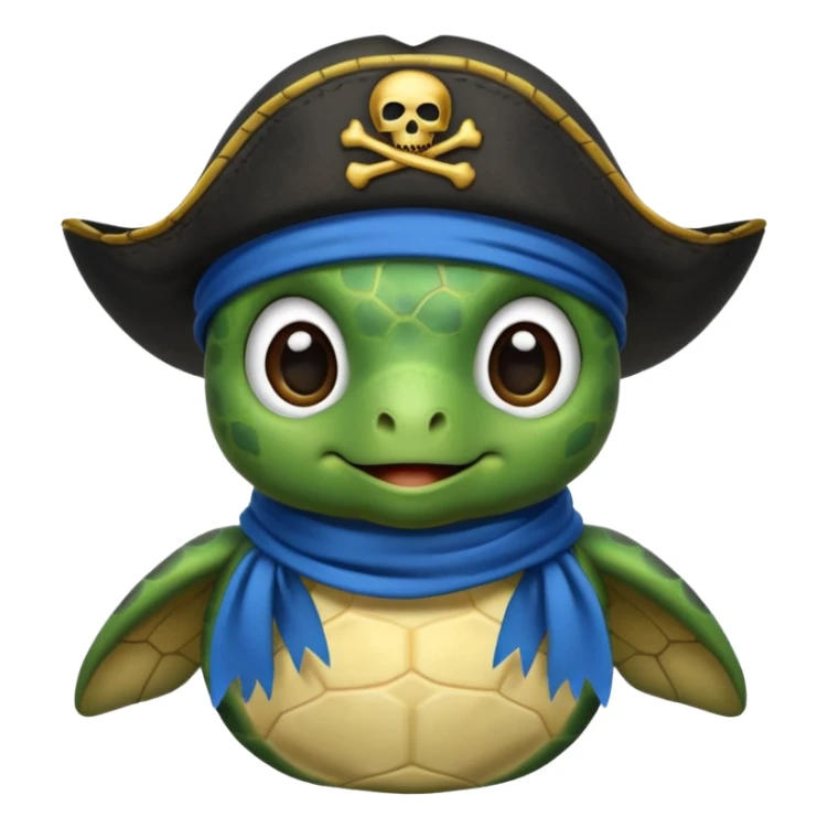 cute sea turtle wearing a blue pirate scarf sticker