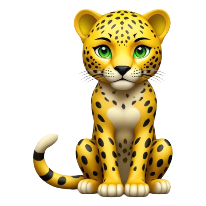 cinematic-jaguar-realistic-full-body-sitting-emoji,-sleek-powerful-frame-poised-for-action,-yellow-fur-adorned-with-bold-black-rosettes,-head-tilted-dramatically,-piercing-green-eyes-locked-onto-its-prey,-simplified-yet-realistic-focused-features,-highly-detailed,-glowing-with-an-almost-sarcastic-glow sticker