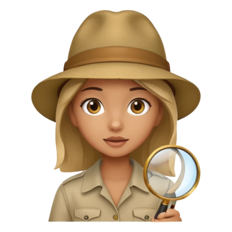 a girl with jungle and magnifying glass sticker